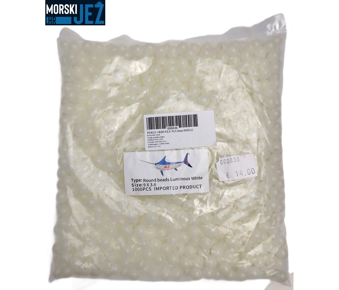 PERLE OKRUGLE BIJELE 9X3.6 1000KOM