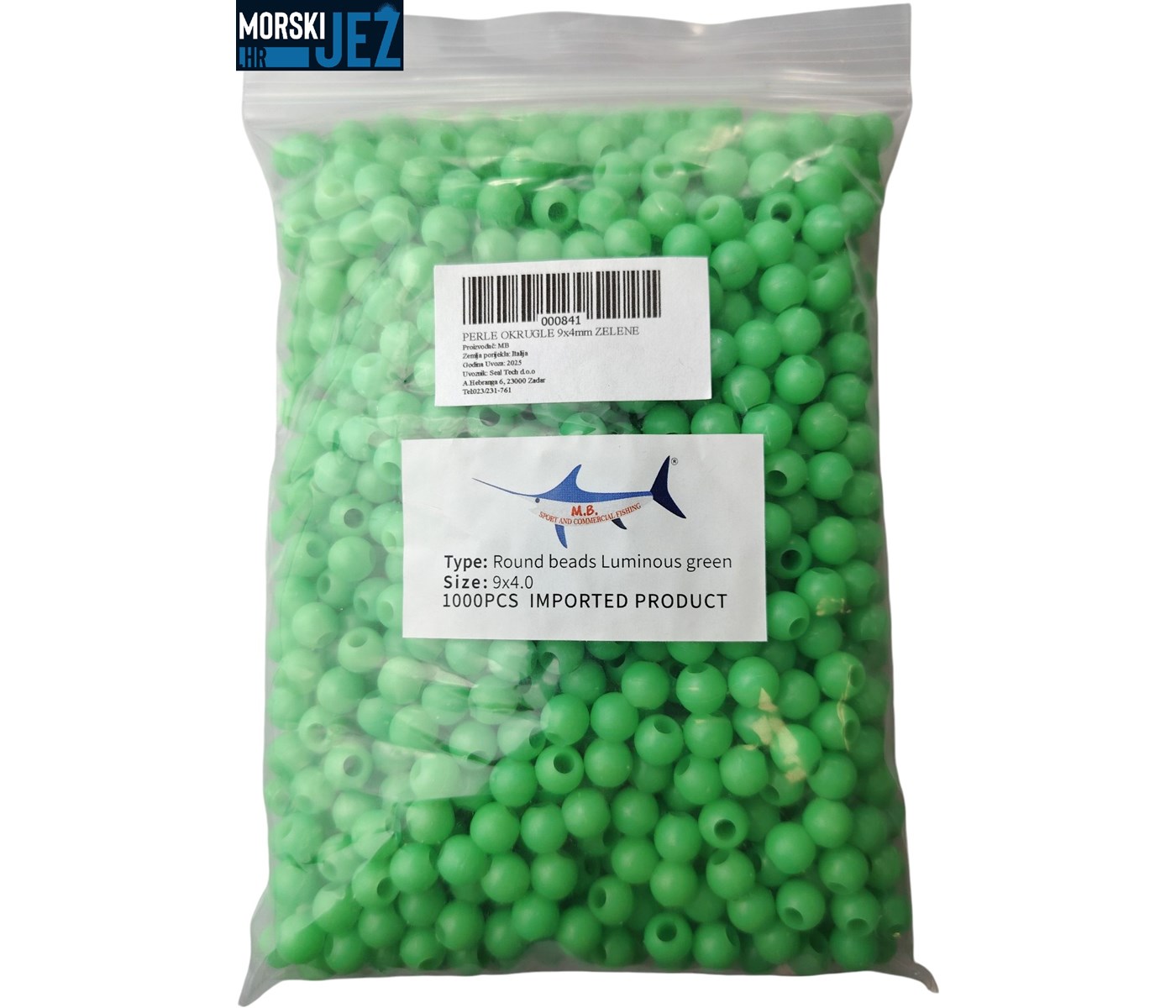 PERLE OKRUGLE ZELENE 9X4 1000KOM
