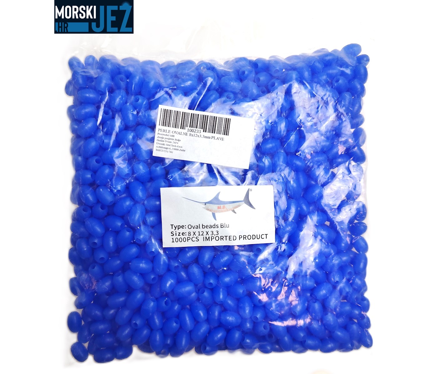 PERLE OVALNE PLAVE 8X12X3.3