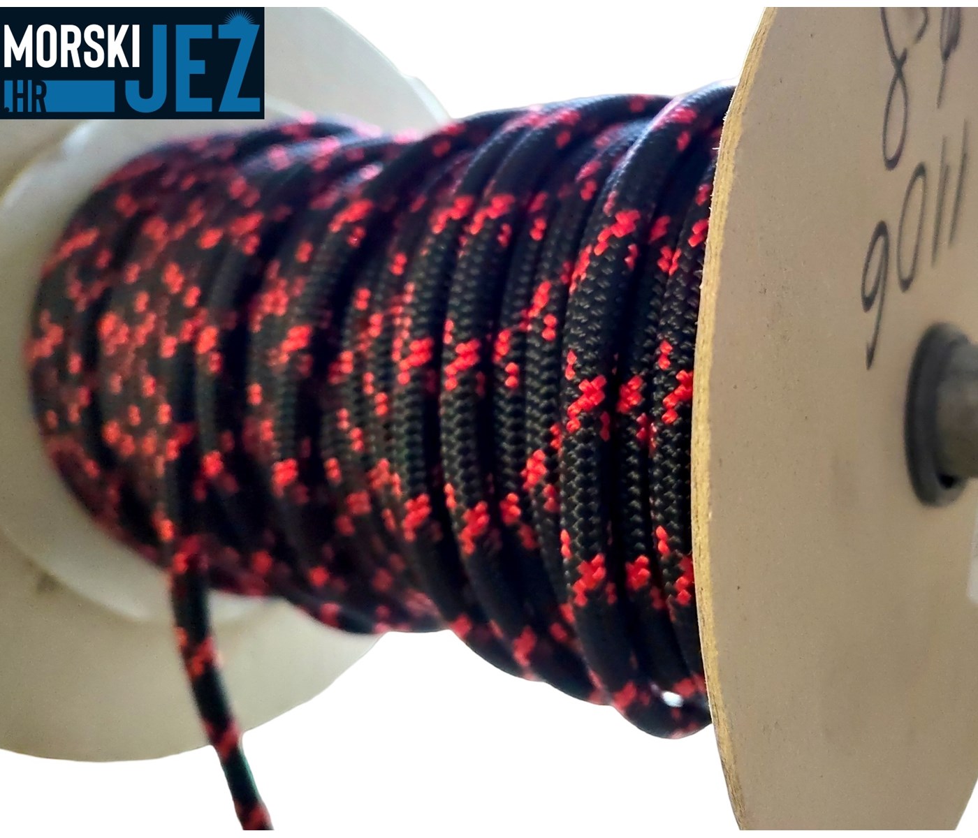 1106 PLETENICA DYNEEMA 8MM crna s crvenim točkama