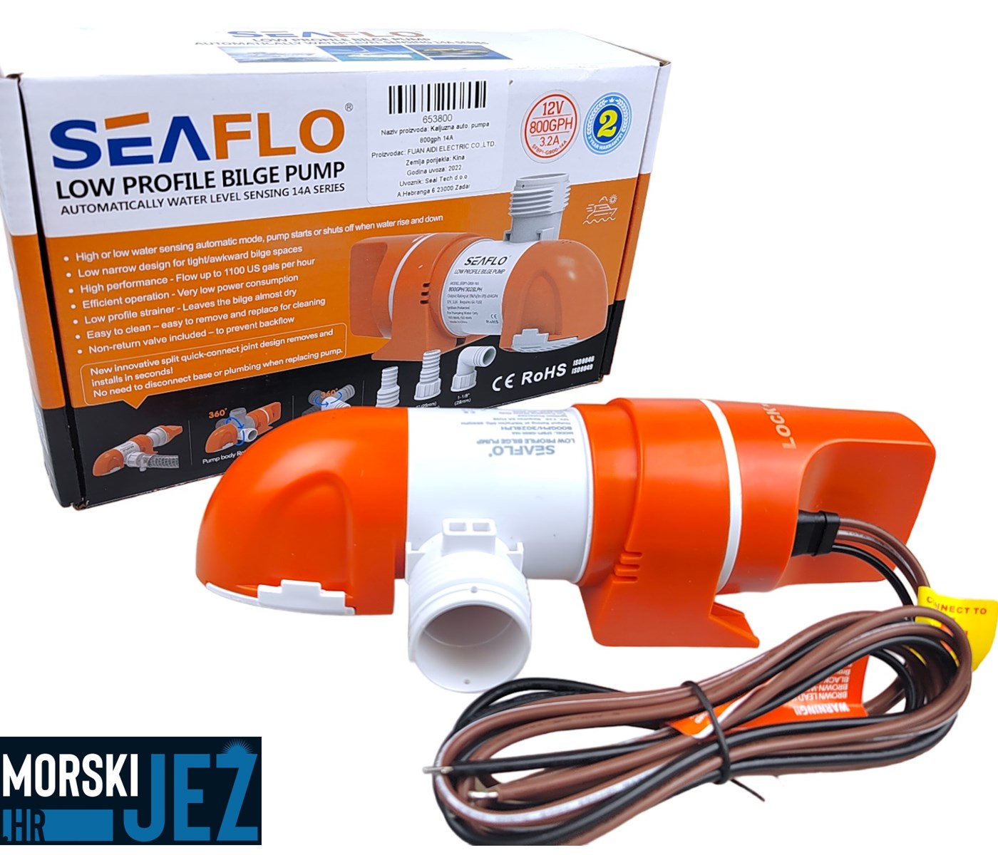 SEAFLO niskoprofilna automatska kaljužna pumpa 800gph 14A